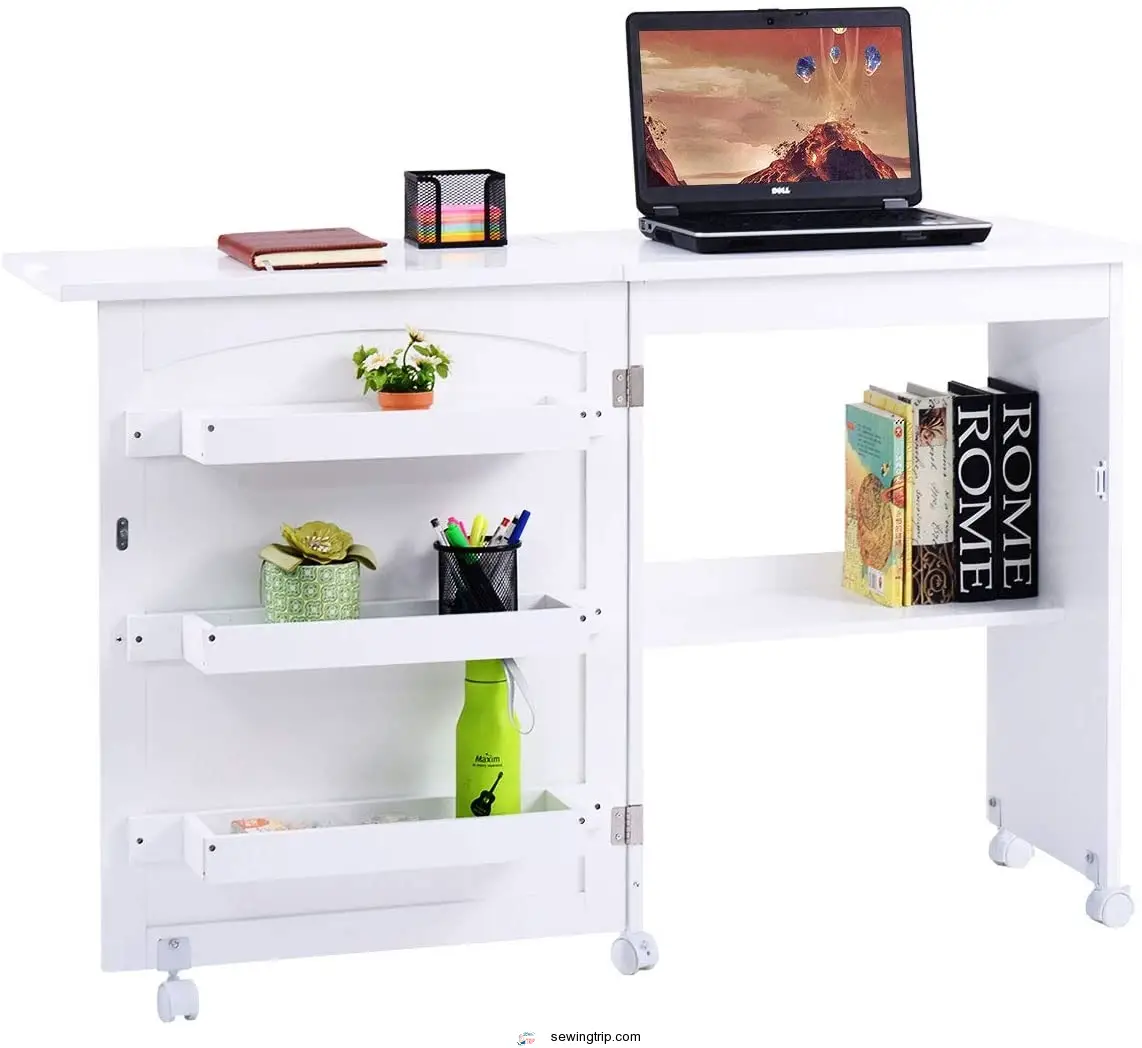 Giantex Folding Desk with Shelves