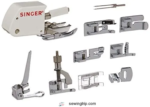 SINGER | Sewing Machine Accessory Kit, Including 9 Presser Feet, Twin Needle, and Case, Clear -...
