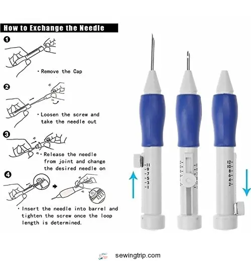 Magic Embroidery Pen Punch Needles, Embroidery Pen Set,Embroidery Patterns Craft Tool Including 50...
