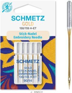 Best Embroidery Machine Needles: Top 7 Picks & Complete Guide 4 Schmetz Gold Titanium Embroidery Needles B0001DUOXY