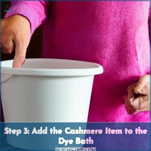 Step 3: Add the Cashmere Item to the Dye Bath Step 3: Add the Cashmere Item to the Dye Bath