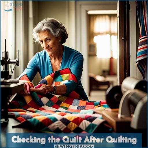 Checking the Quilt After Quilting