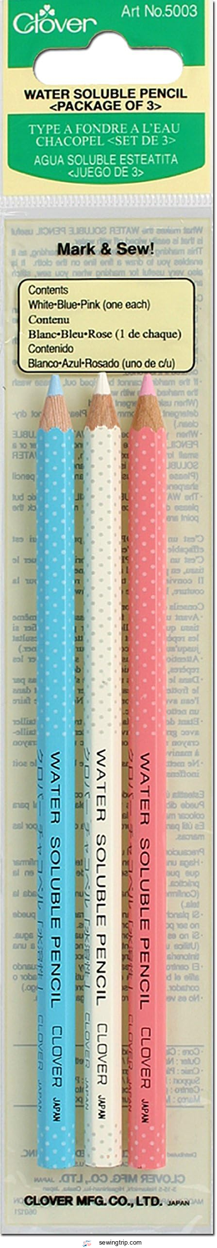 Clover Water Soluble Pencil-White, Pink