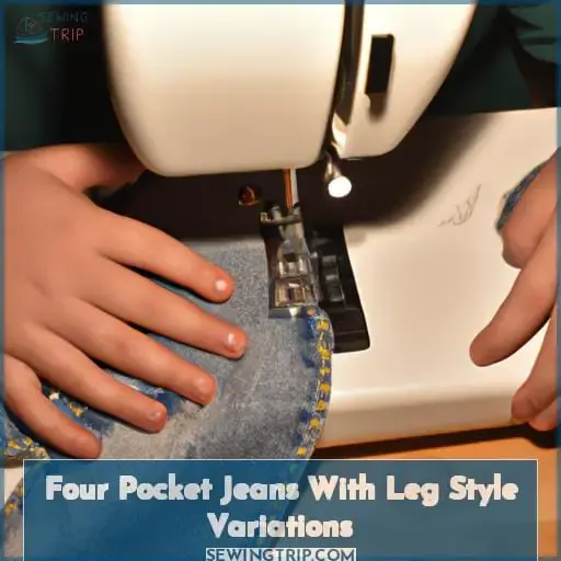 Four Pocket Jeans With Leg Style Variations