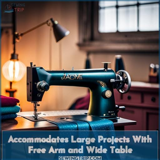 Accommodates Large Projects With Free Arm and Wide Table