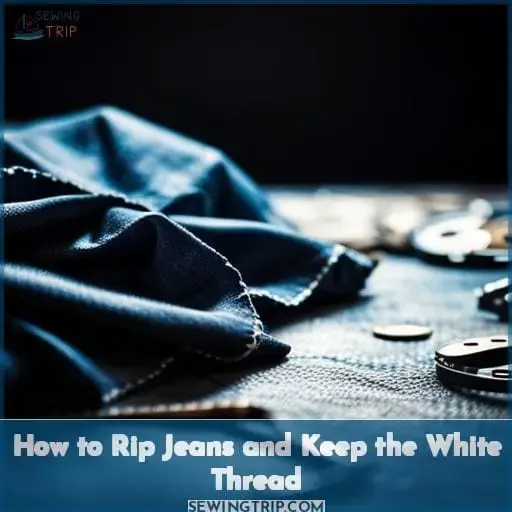 how to rip jeans and leave the white thread