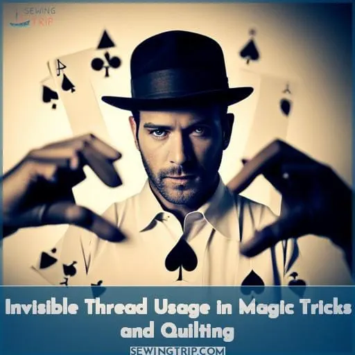 Invisible Thread Usage in Magic Tricks and Quilting