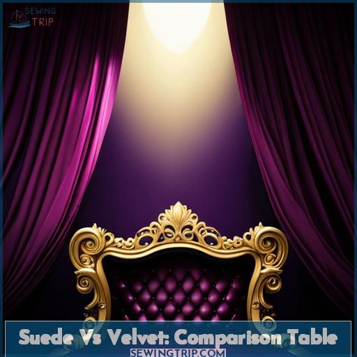 Suede Vs Velvet: Comparison Table