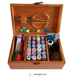 Wooden Sewing Basket with Sewing