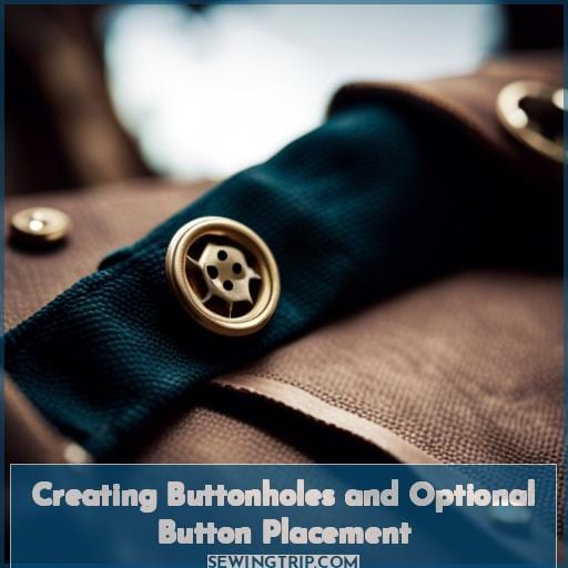 Creating Buttonholes and Optional Button Placement