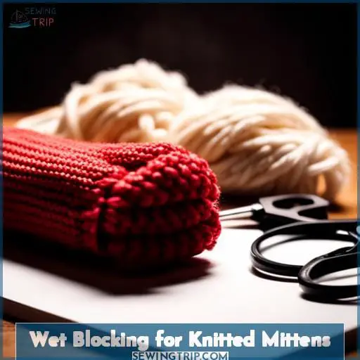 Wet Blocking for Knitted Mittens