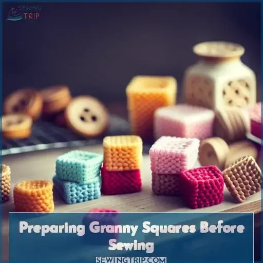 Preparing Granny Squares Before Sewing