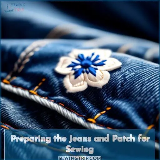 Preparing the Jeans and Patch for Sewing