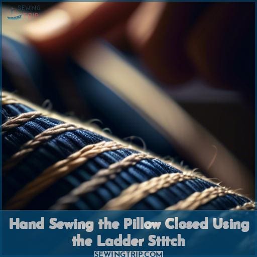 Hand Sewing the Pillow Closed Using the Ladder Stitch Hand Sewing the Pillow Closed Using the Ladder Stitch