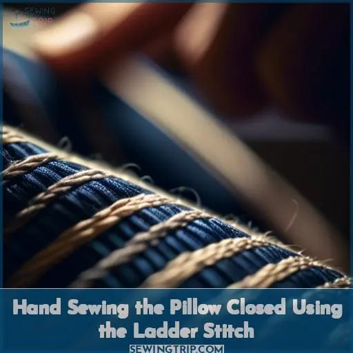 Hand Sewing the Pillow Closed Using the Ladder Stitch