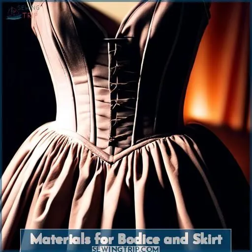 Materials for Bodice and Skirt