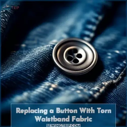Replacing a Button With Torn Waistband Fabric
