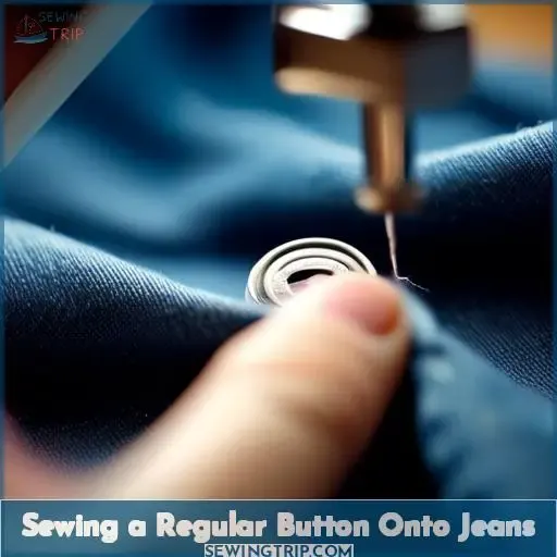 Sewing a Regular Button Onto Jeans