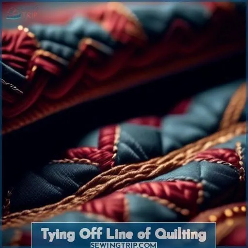 Tying Off Line of Quilting
