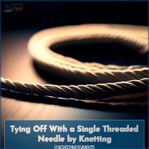 Tying Off With a Single Threaded Needle by Knotting Tying Off With a Single Threaded Needle by Knotting