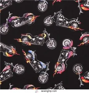 Black Motorcycle Harley Chopper Fabric