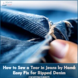 how to sew a tear in jeans by hand