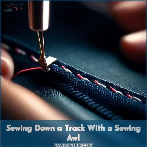 Sewing Down a Track With a Sewing Awl
