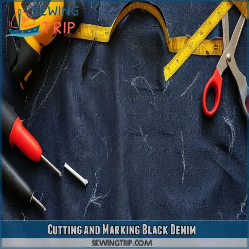 Cutting and Marking Black Denim