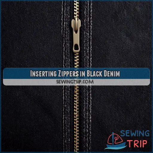 Inserting Zippers in Black Denim