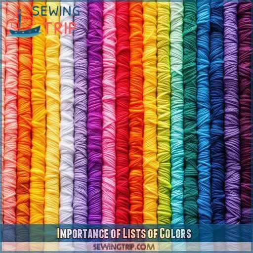 Importance of Lists of Colors