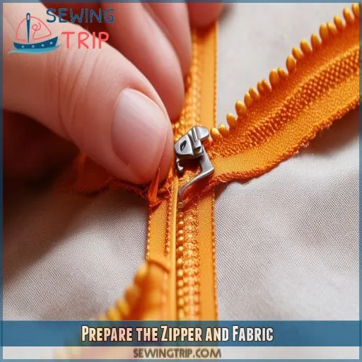 Prepare the Zipper and Fabric