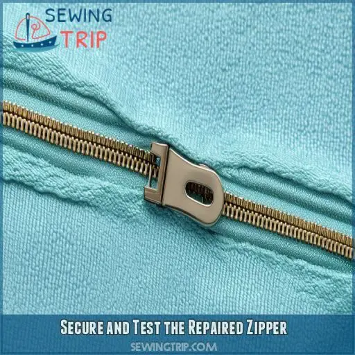 Secure and Test the Repaired Zipper