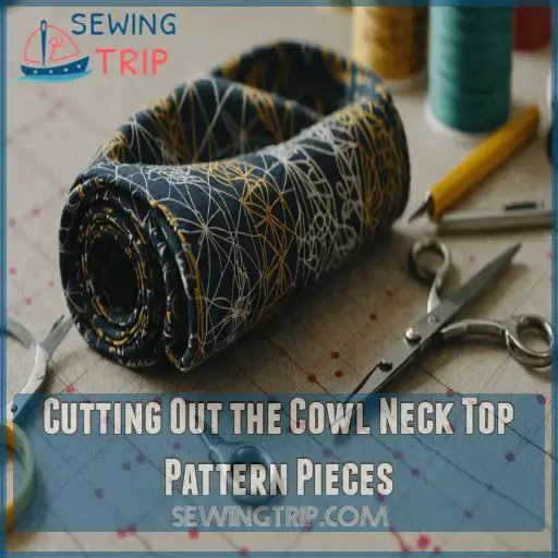 Cutting Out the Cowl Neck Top Pattern Pieces