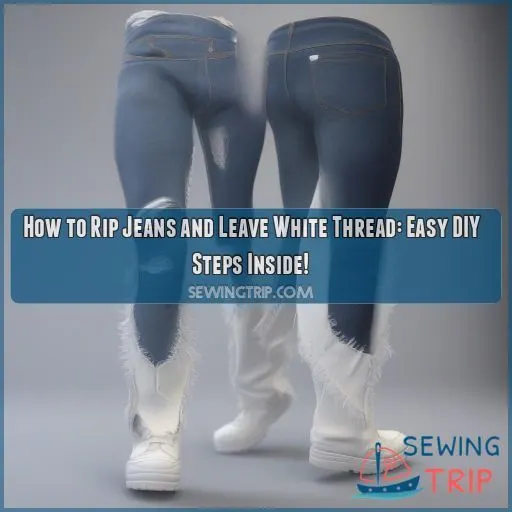 how to rip jeans and leave the white thread