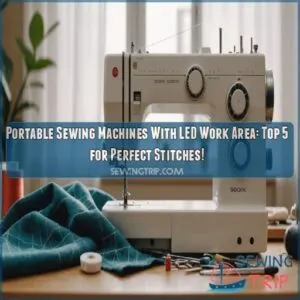 Portable sewing machines with LED work area