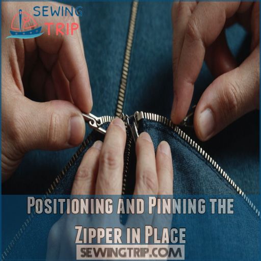 Positioning and Pinning the Zipper in Place