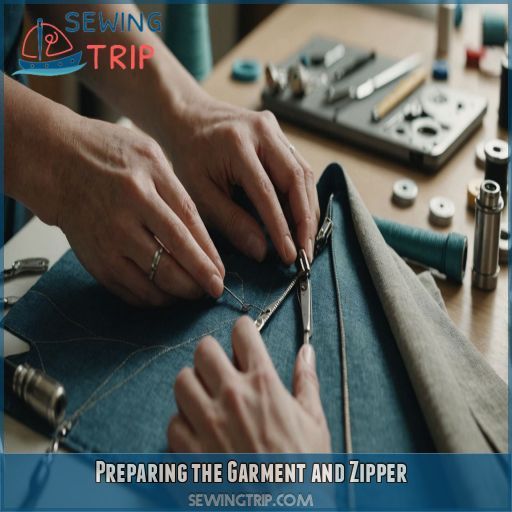 Preparing the Garment and Zipper