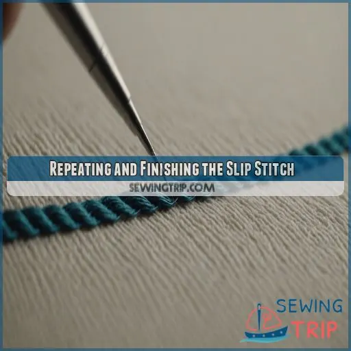 Repeating and Finishing the Slip Stitch