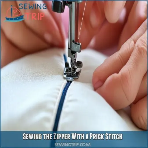 Sewing the Zipper With a Prick Stitch