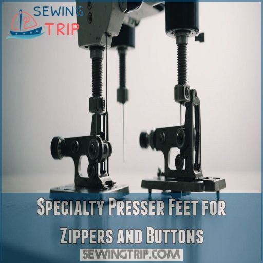 Specialty Presser Feet for Zippers and Buttons Specialty Presser Feet for Zippers and Buttons