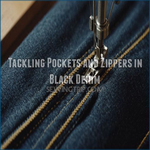 Tackling Pockets and Zippers in Black Denim