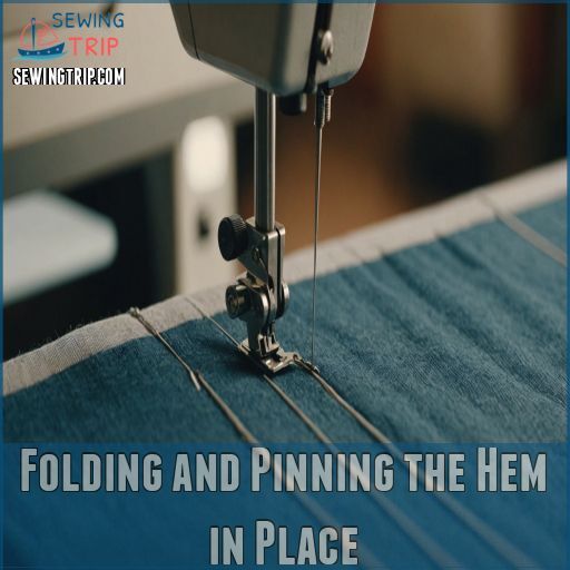 Folding and Pinning the Hem in Place Folding and Pinning the Hem in Place
