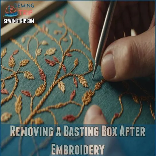 Removing a Basting Box After Embroidery