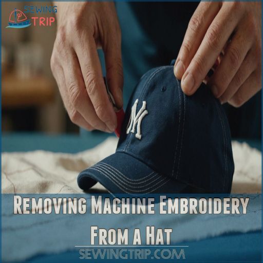 Removing Machine Embroidery From a Hat Removing Machine Embroidery From a Hat