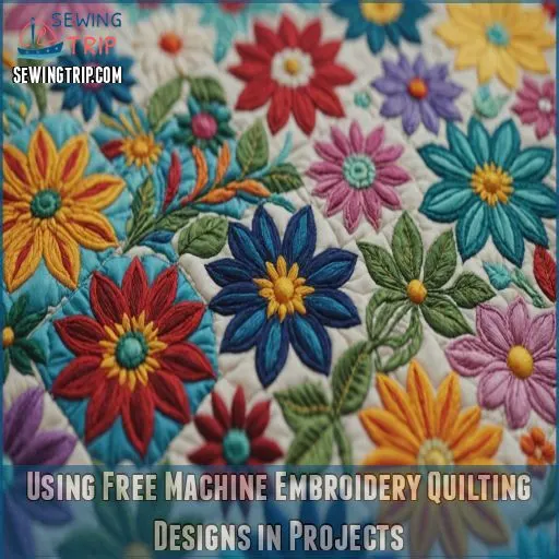 Using Free Machine Embroidery Quilting Designs in Projects