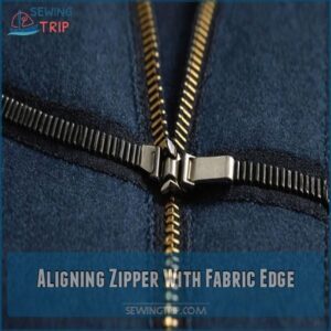 Aligning Zipper With Fabric Edge