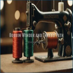 Bobbin Winder and Thread Path Bobbin Winder and Thread Path