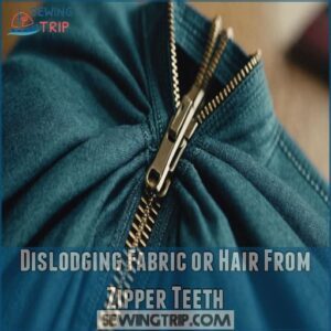 Dislodging Fabric or Hair From Zipper Teeth