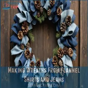 Making Wreaths From Flannel Shirts and Jeans