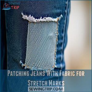 Patching Jeans With Fabric for Stretch Marks Patching Jeans With Fabric for Stretch Marks